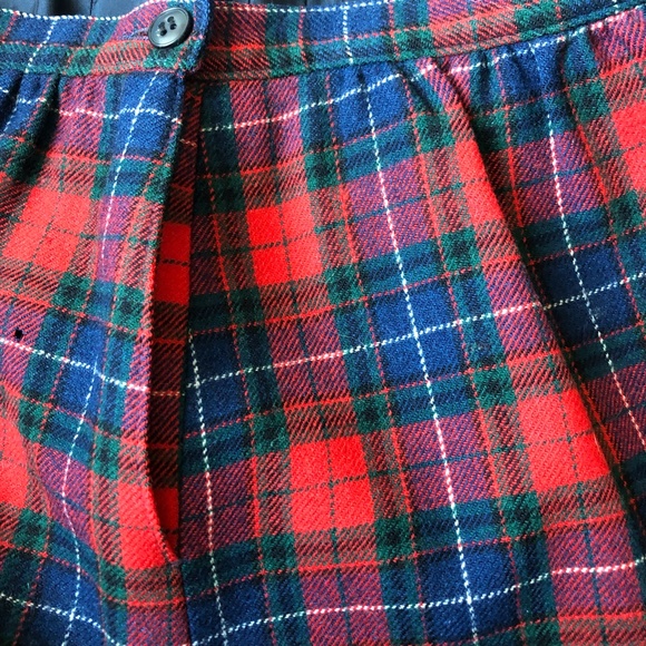 Vintage Pendleton Tartan Virgin Wool High Waist Plaid Clueless Style Midi Skirt - Picture 6 of 7